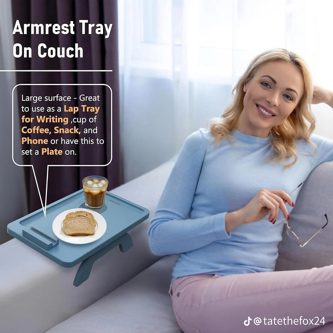 Space-Saving Couch Tray – No Extra Furniture Needed Apartment-Friendly Sofa Arm Tray – Compact Couch Table Instant Couch Side Table – No Tools, No Installation