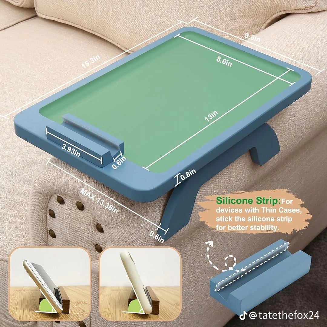 Space-Saving Couch Tray – No Extra Furniture Needed Apartment-Friendly Sofa Arm Tray – Compact Couch Table Instant Couch Side Table – No Tools, No Installation